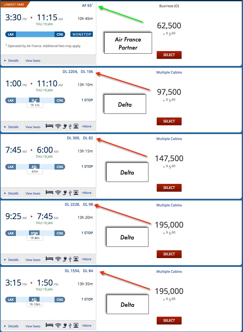 Delta Frequent Flyer Rewards Chart