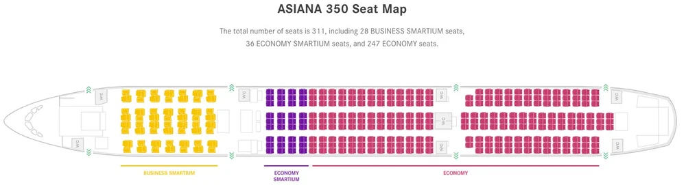 Asiana A350 Seat Map Asiana Airlines — Reward Flying