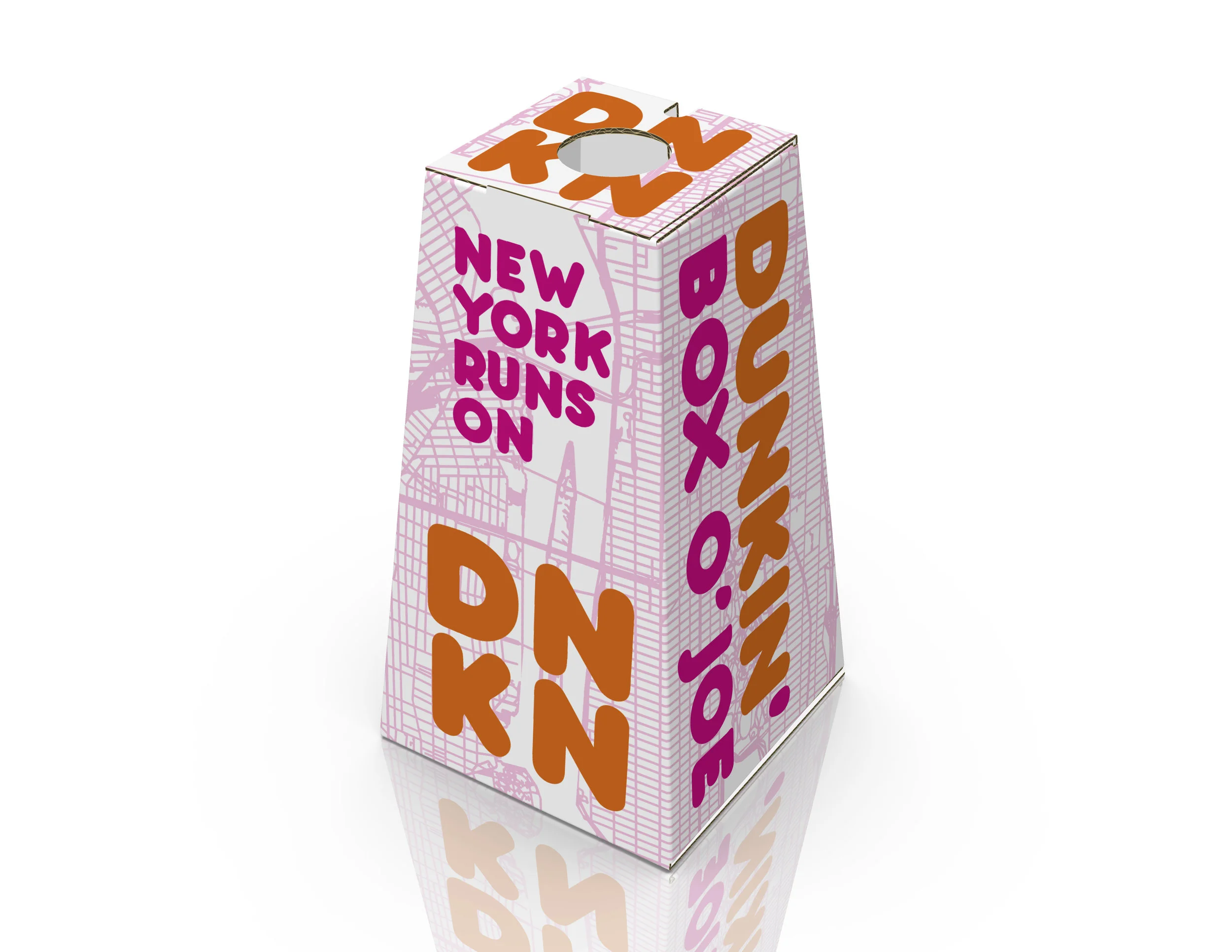  Dunkin Catering    Speculative concepts for Dunkin’ catering (specifically “Box O’Joe” coffee carafes.)   Created concepts that featured Variable Data Printing (VDP) technology - variable locations/regions, as well as one-of-a-kind patterns and des