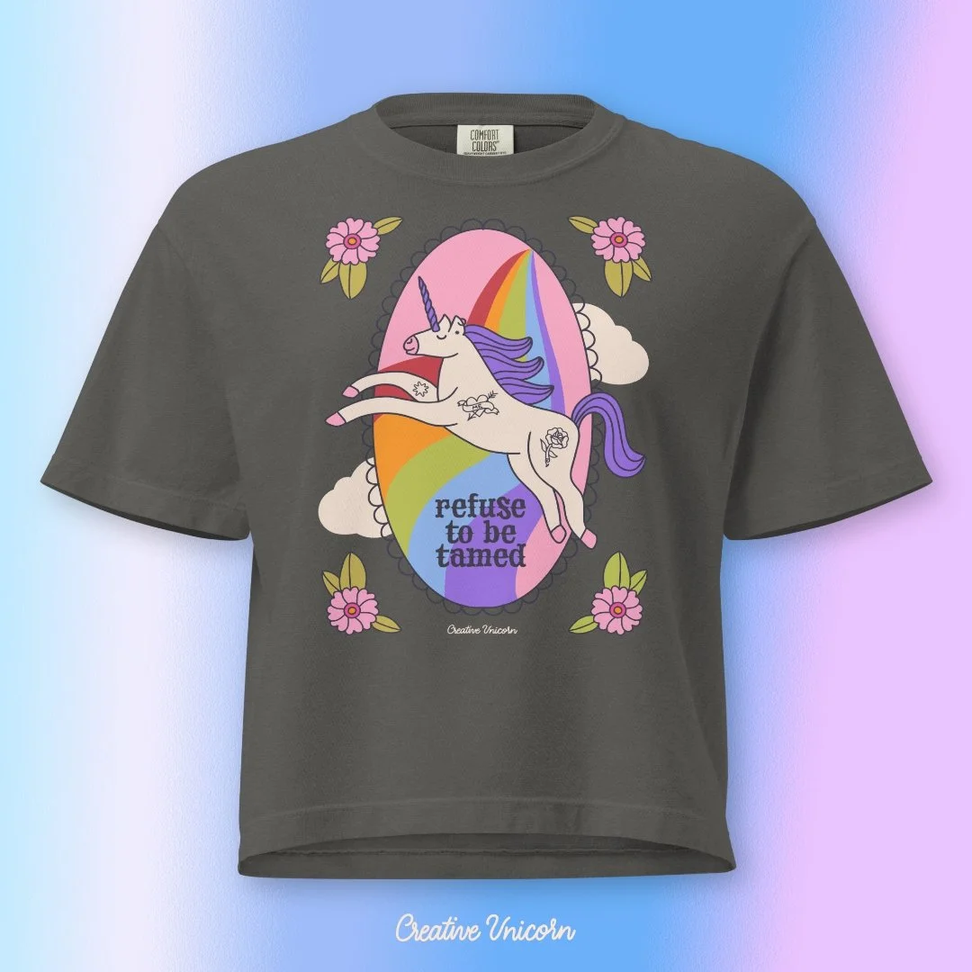 Refuse To Be Tamed Unicorn Boxy T-Shirt