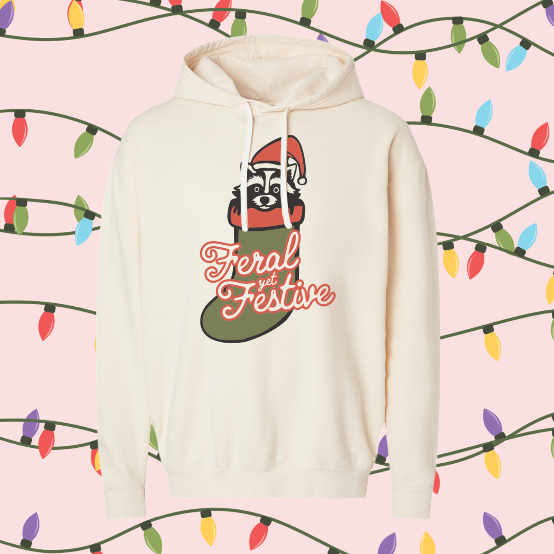 Feral Yet Festive Vintage Ivory Hoodie