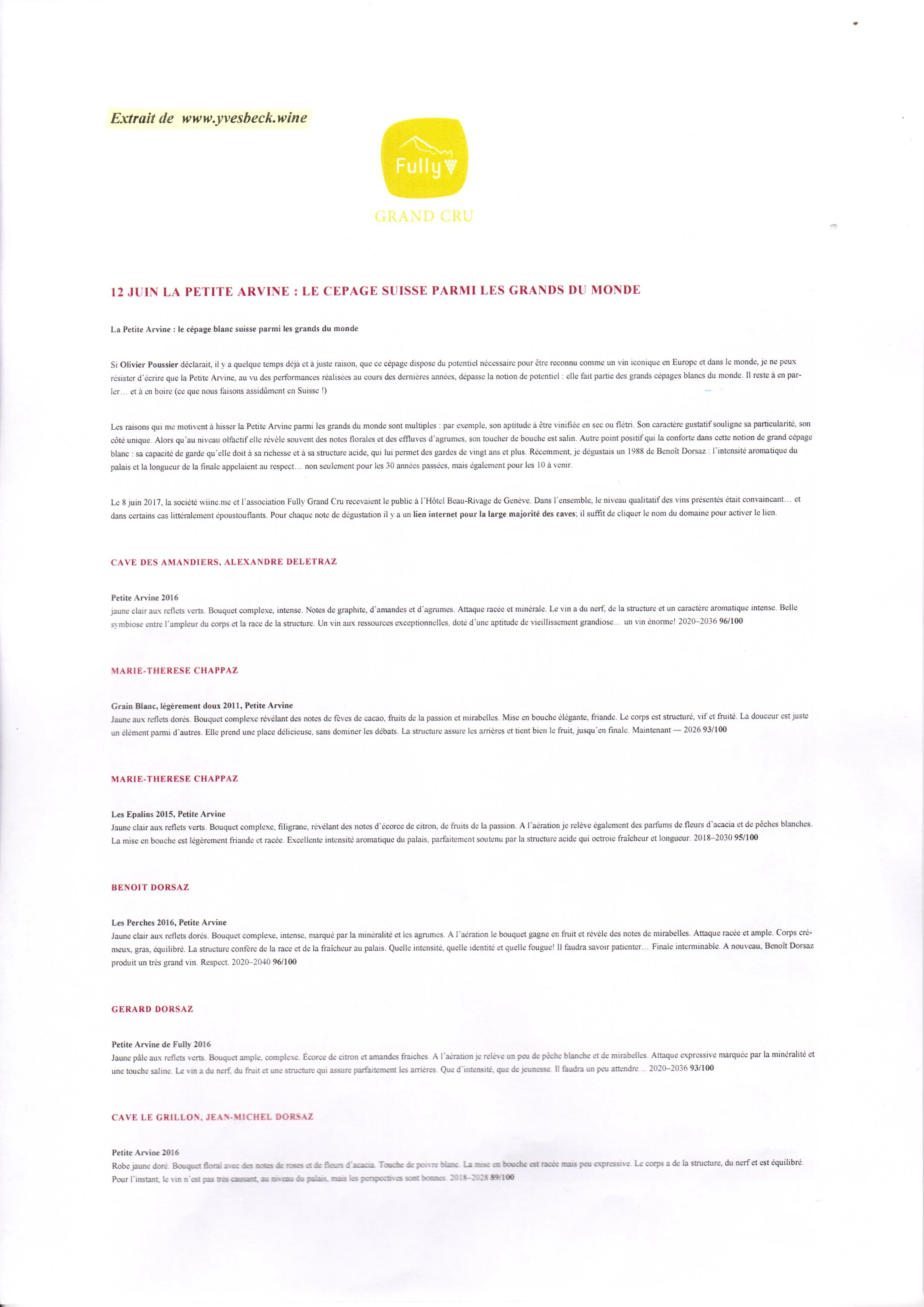 note de dégustation arvine 2016 -1
