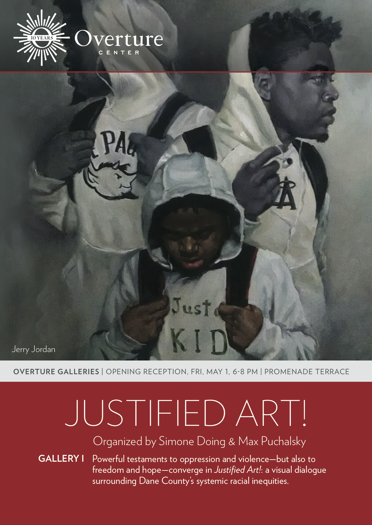 Exhibition postcard (front) produced by the Overture Center, featuring Jerry Jordan's Just a KID