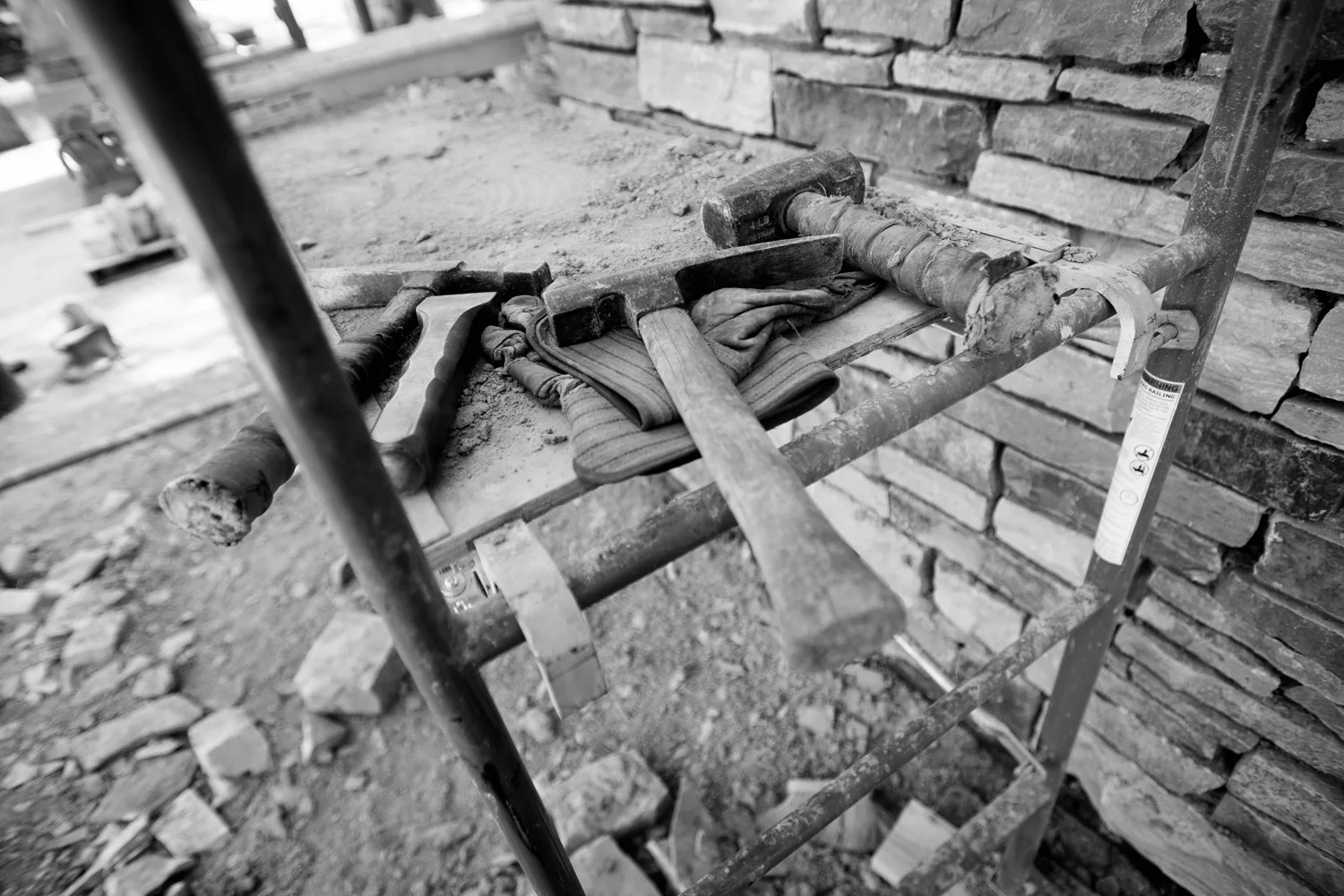 Stone mason tools on display at The Gardens of Castle Rock. Photography by Southern Minnesota trades and editorial photographer Anthologie.