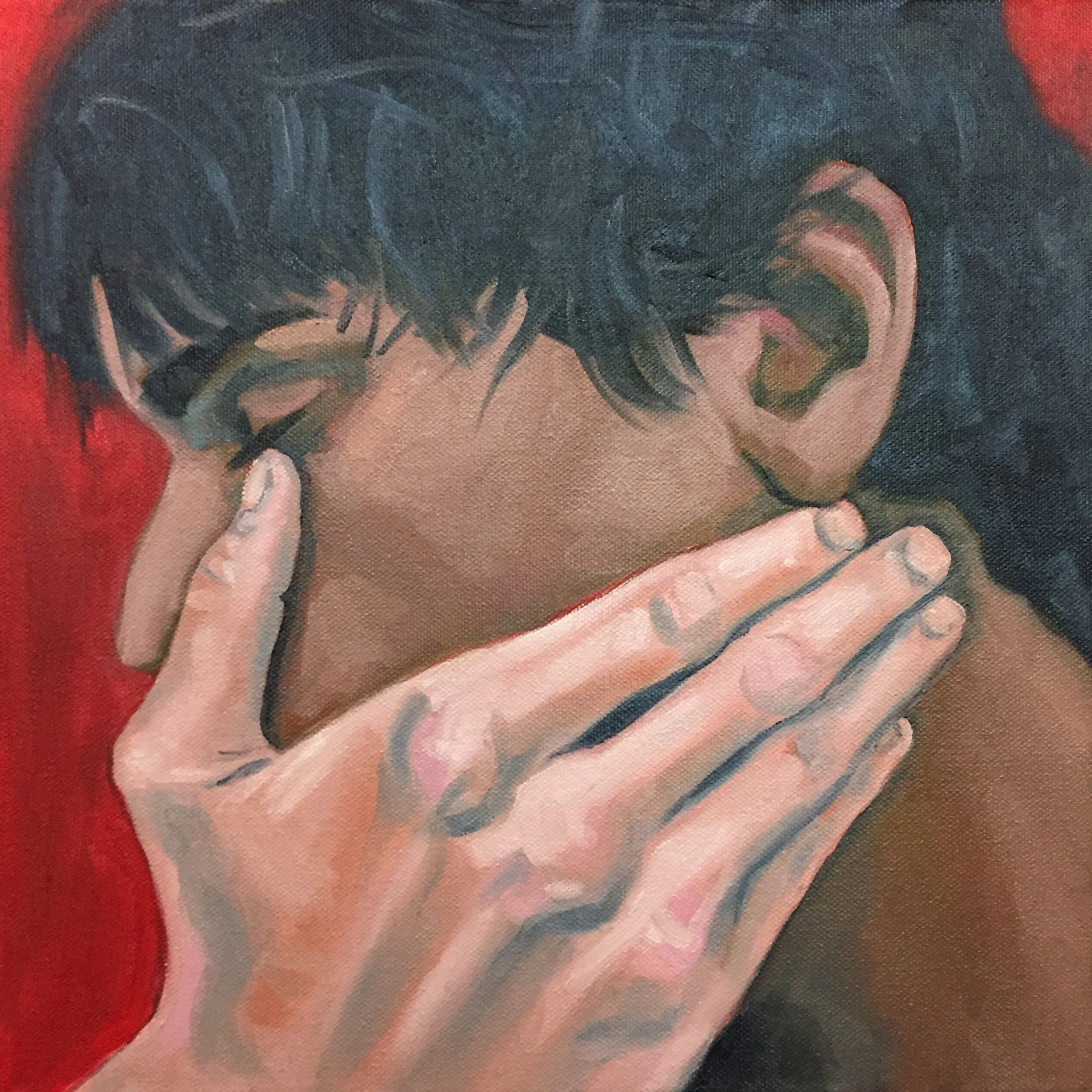 Another 12x12" - obviously unfinished. The big hand needs work. But I like the ear.