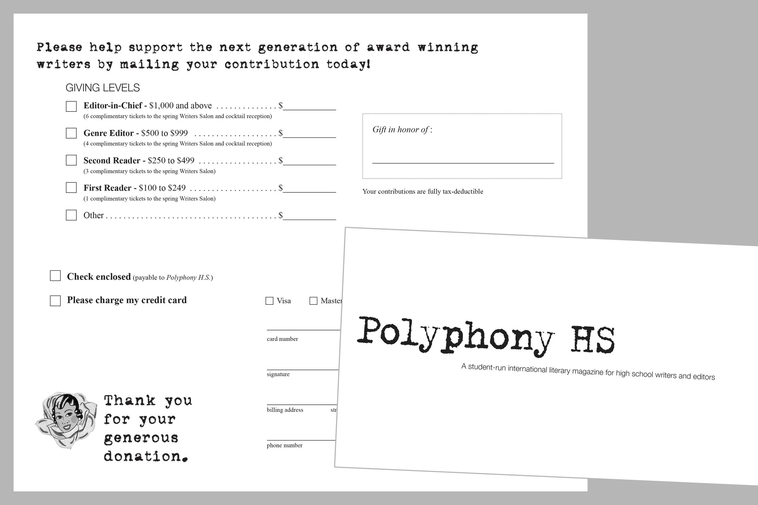 Remit envelope for donations.