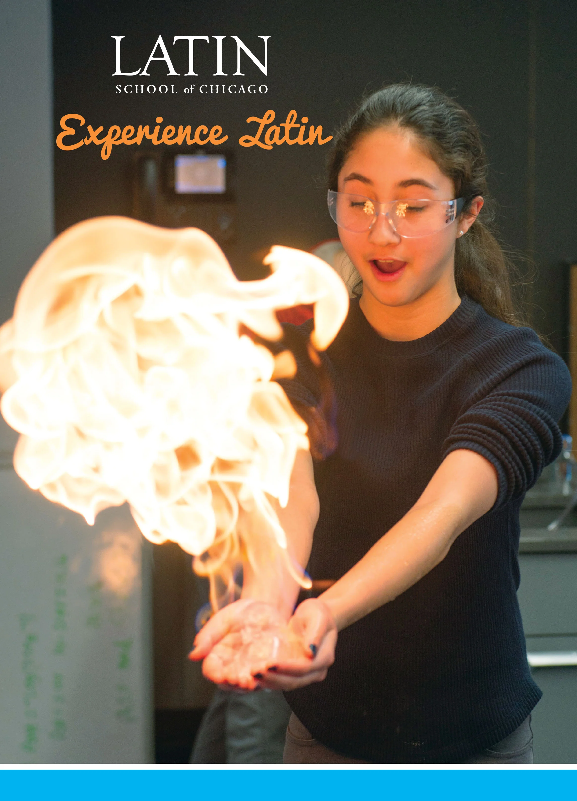 The brochure cover features an example of experiential learning at Latin. This photo is consistent throughout the Admissions materials.