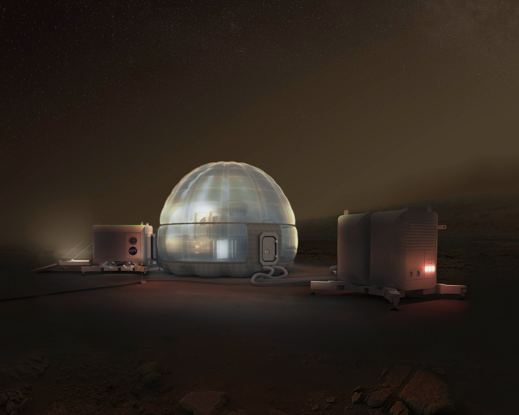 Night Rendering of Mars Ice Home