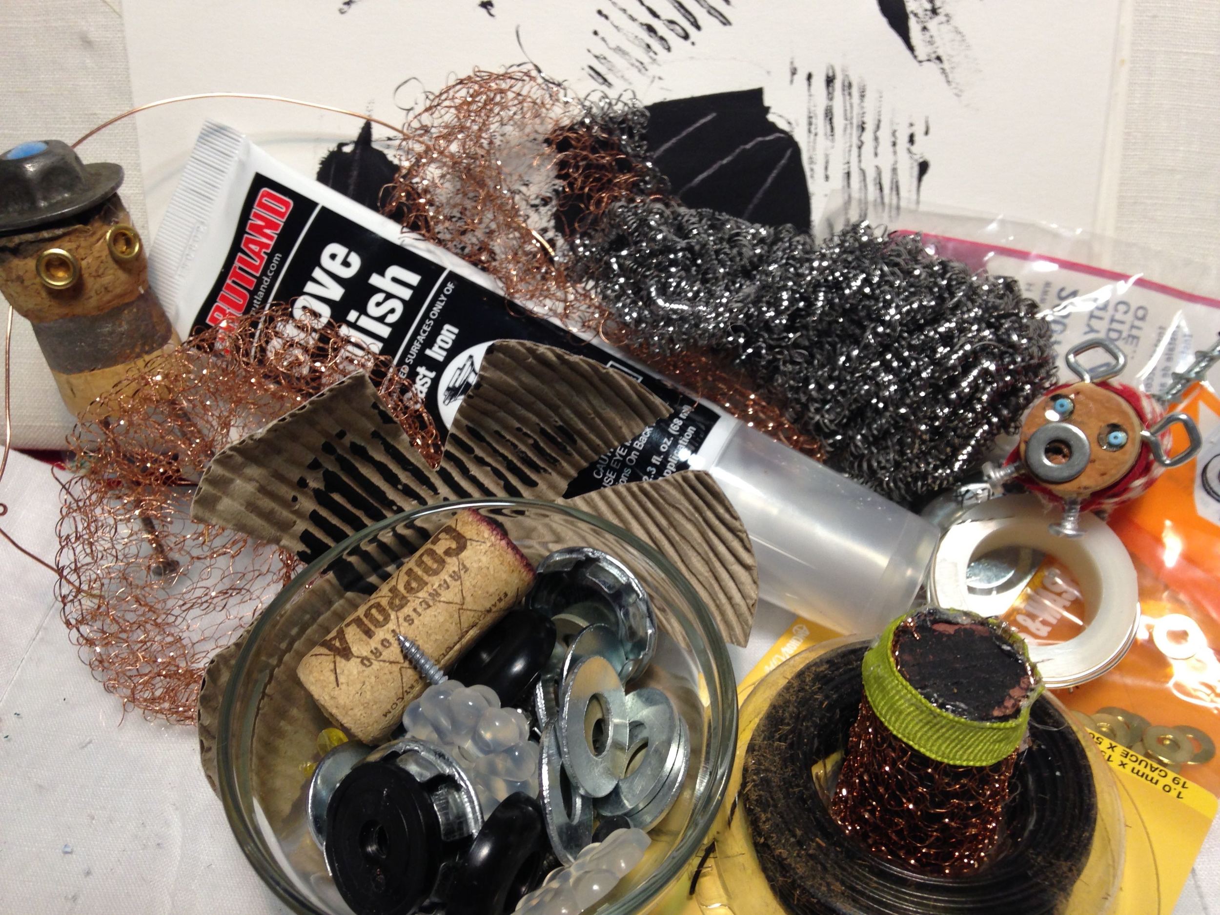 Some of the 3-d supplies for the class