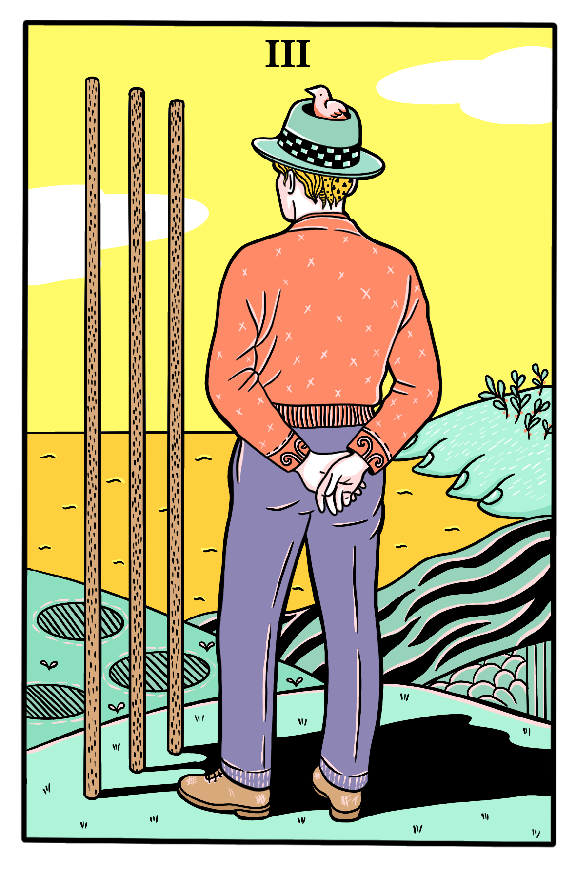 Three of Wands - Masholand illustration of a Tarot archetype, blending mystical symbols and dreamlike forms