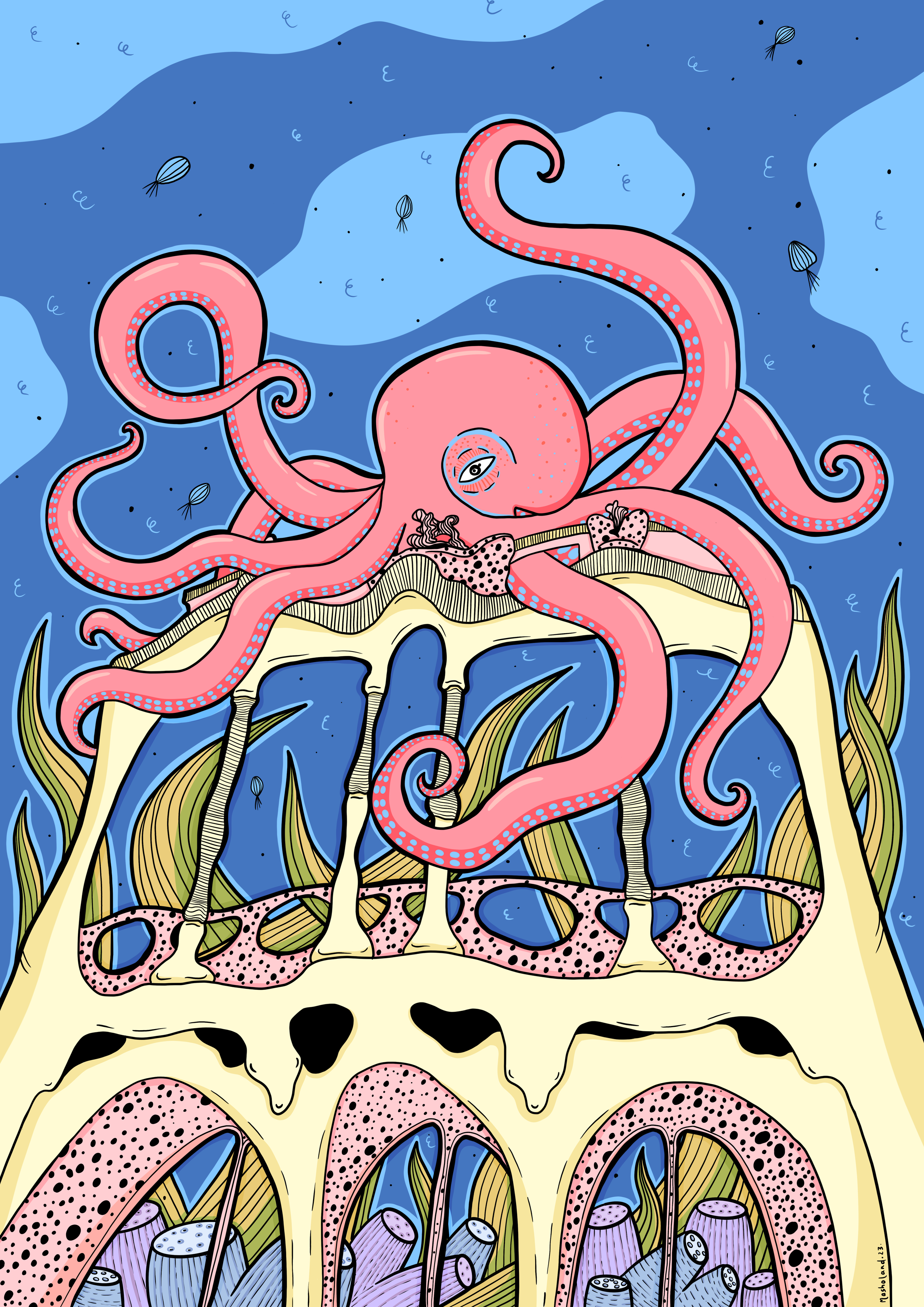 Octopus Gaudi - Masholand's digital illustration