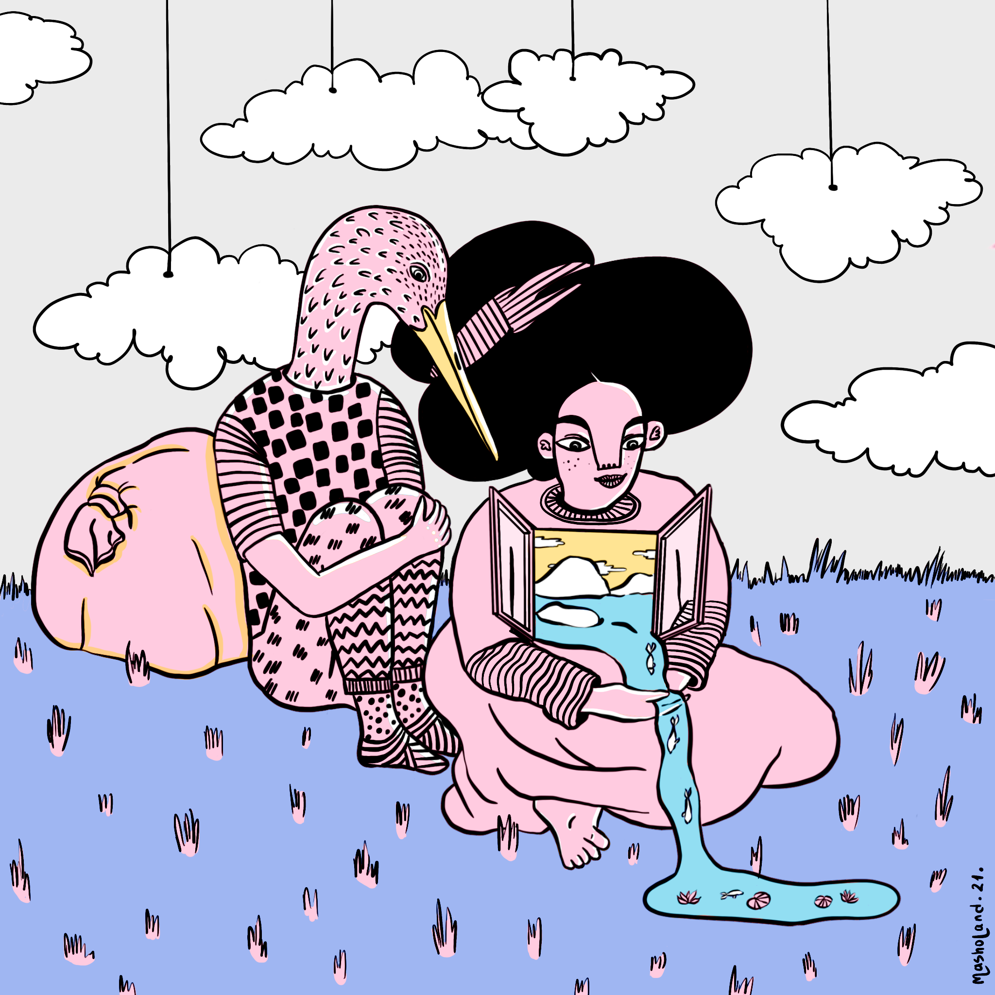 Surreal symbolic art by Masholand exploring memory and myth