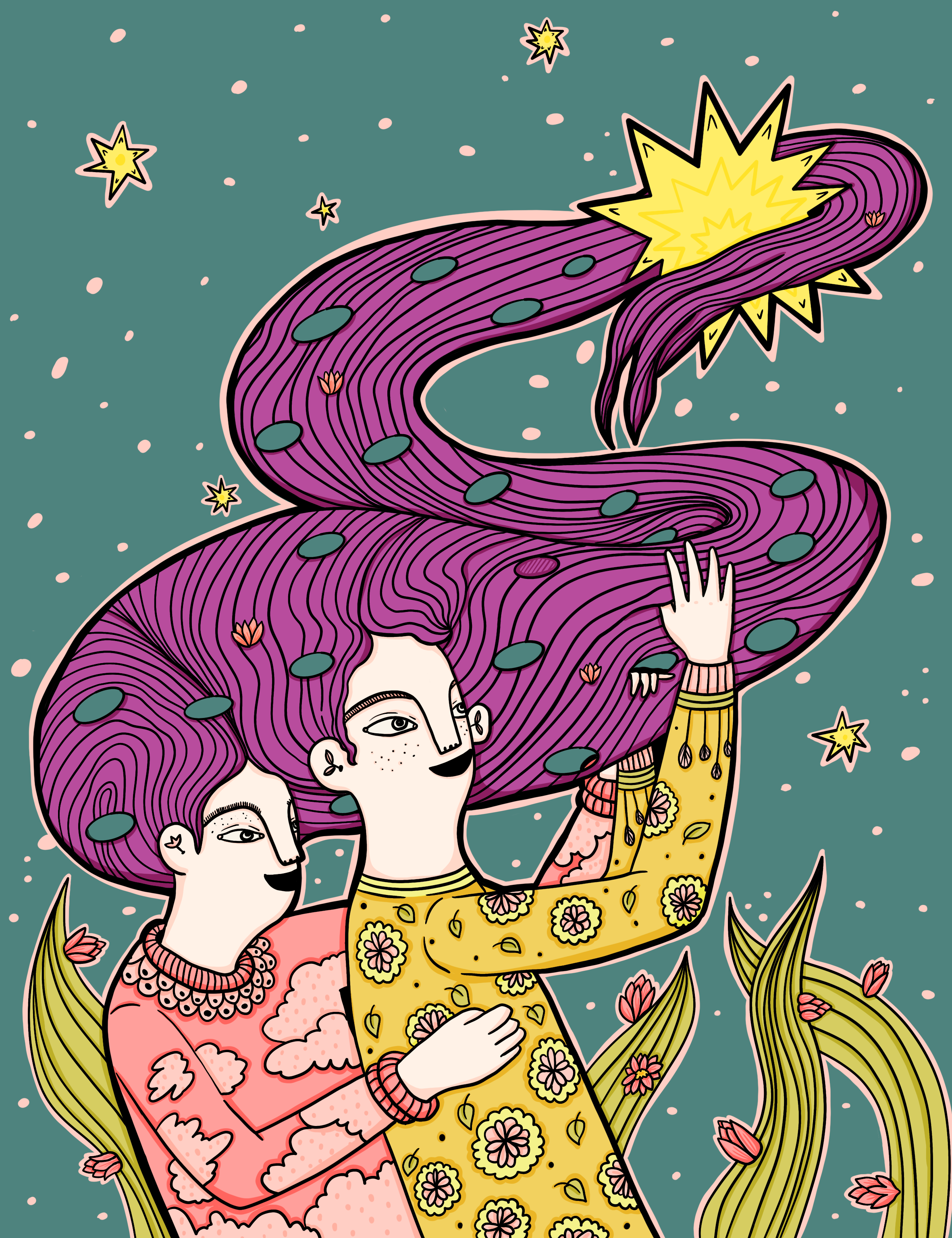 Together we can reach the stars - The Body Shop Georgia illustration collaboration with Masholand