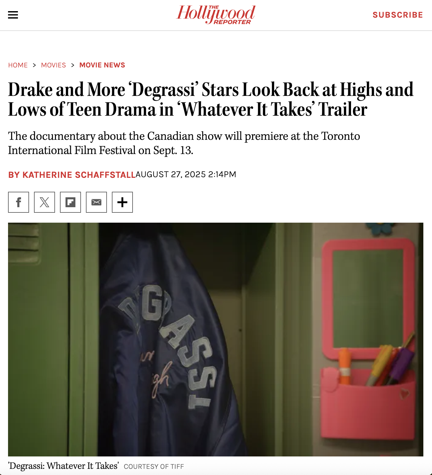 Hollywood Reporter: Drake and More- Degrassi Stars Look Back at Highs and Lows in Whatever it Takes Trailer