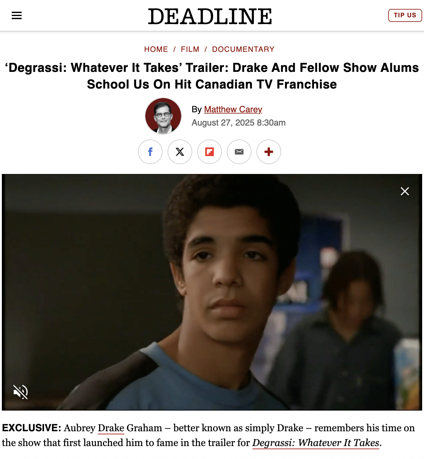 Deadline: Degrassi Whatever It Takes Trailer: Drake and Fellow Show Alumns School Us on Hit Canadian TV Franchise