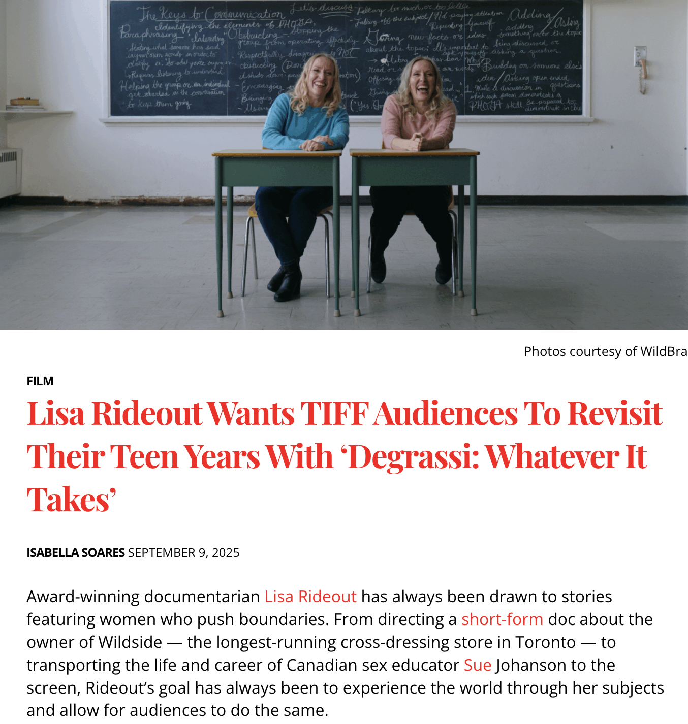 She Does the City: Lisa Rideout Wants TIFF Audiences to Revisit their Teen Years with Degrassi Whatever It Takes