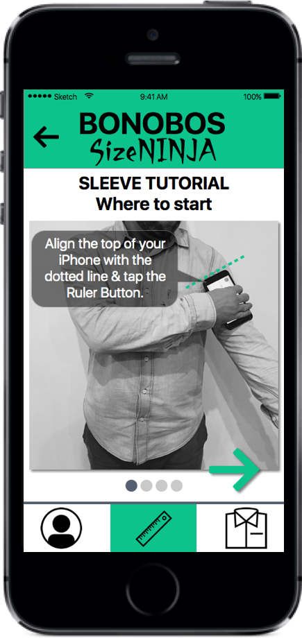 Bonobos SizeNinjaOriginal app conceptLeveraging mobile technologyUser research and testing