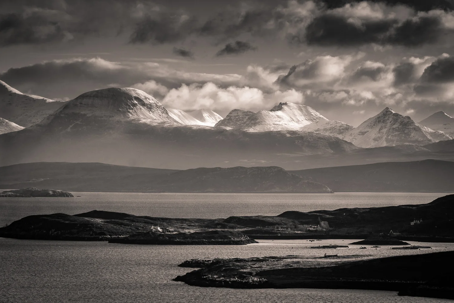Across the Summer Isles with the dome of Sàil Bheag clearly in view.