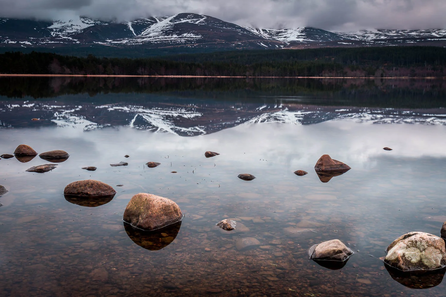 Cairngorm reflections from the banks of Loch Morlich