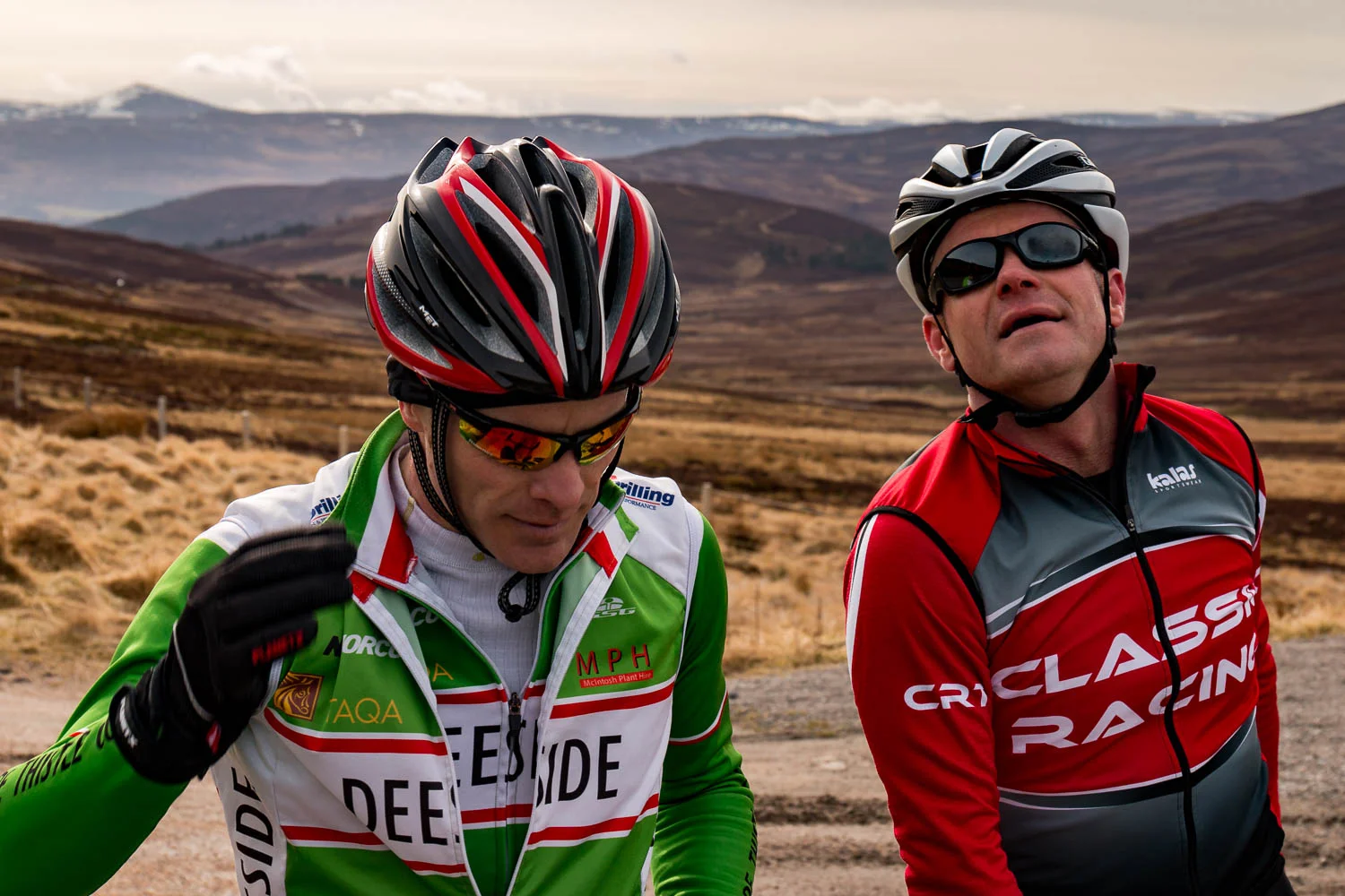 David and Iain having a quick stop at the summit of the Gairnshiel.