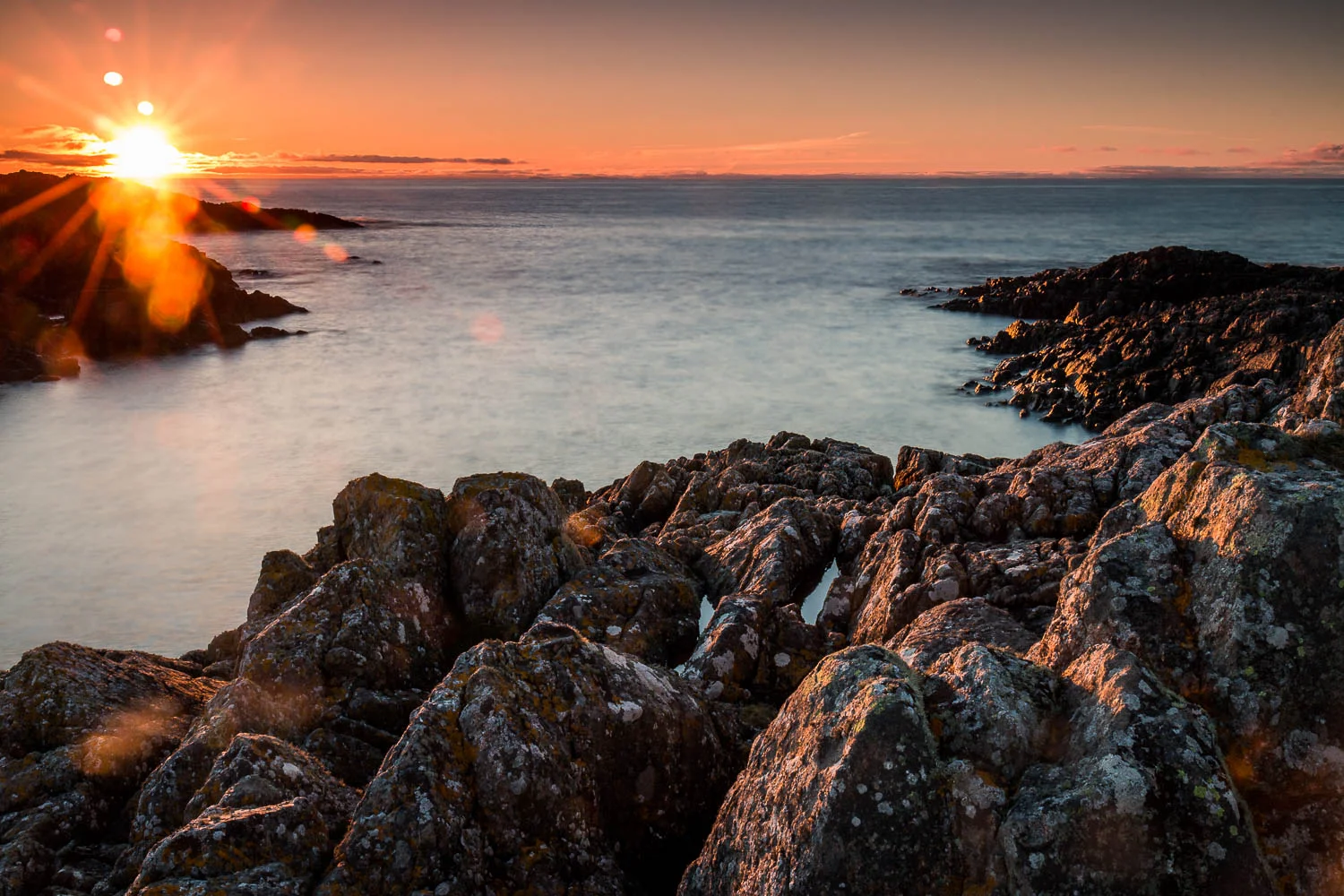 The last of the sun (with a little bit of lens flare!), Balevullin.
