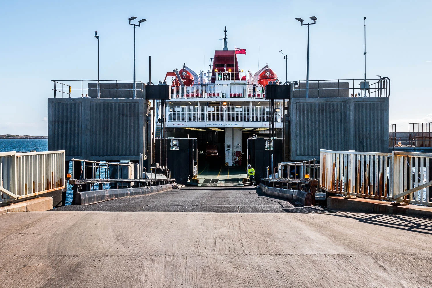 Last vehicles loaded and readying for departure.