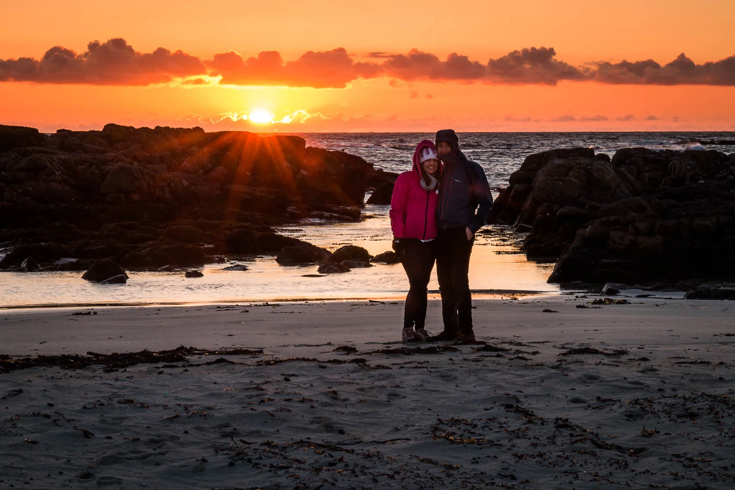 Our last sunset on Tiree for this holiday - camera on timer and a dash to stand with Anna! (And yes, it was cold and windy!!)