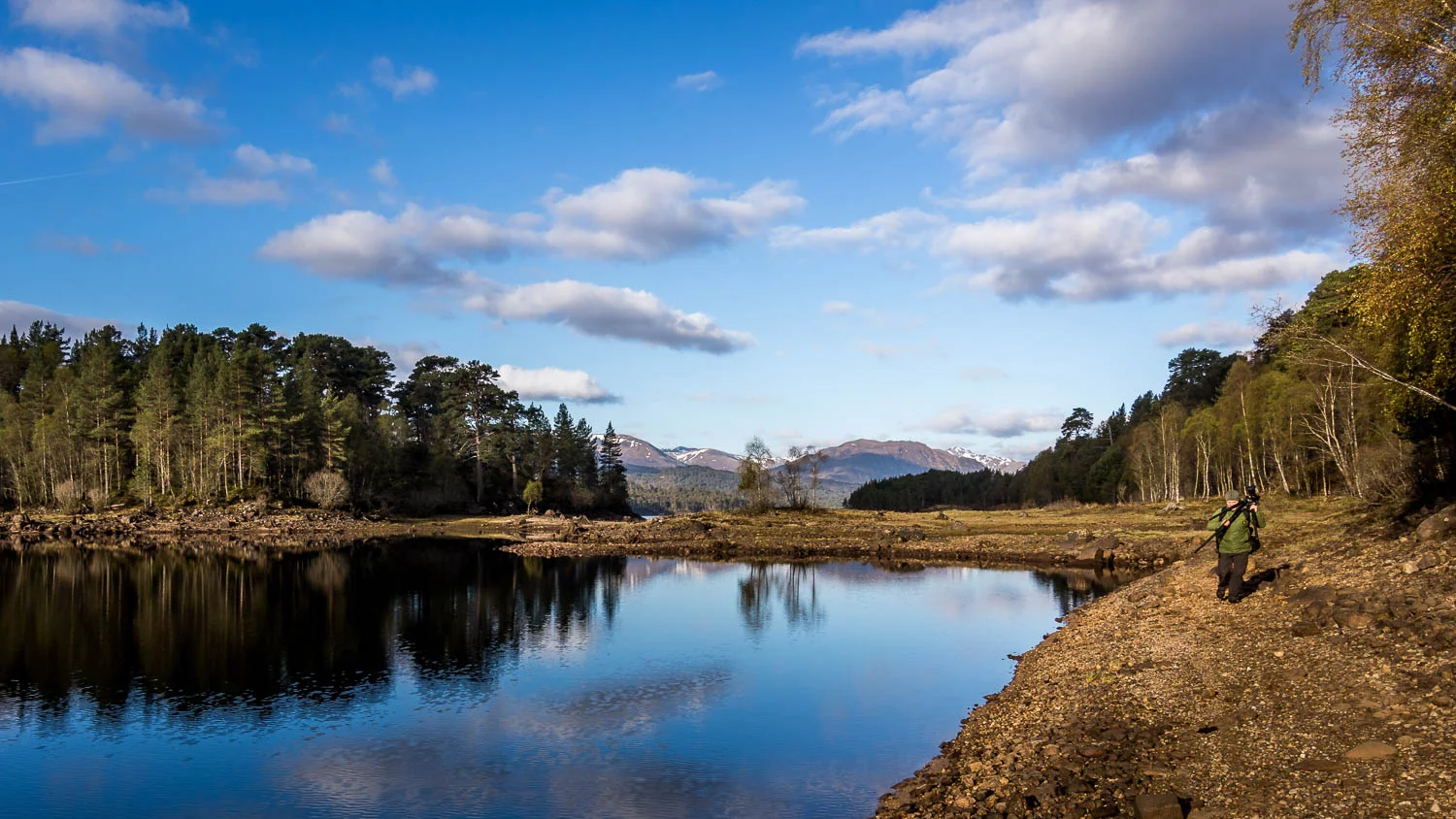 Jason wandering the shore of Loch Beinn A' Mheadhoin.