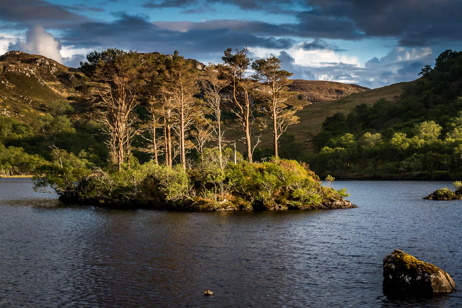 Loch Druim Suardalain in the afternoon sun.