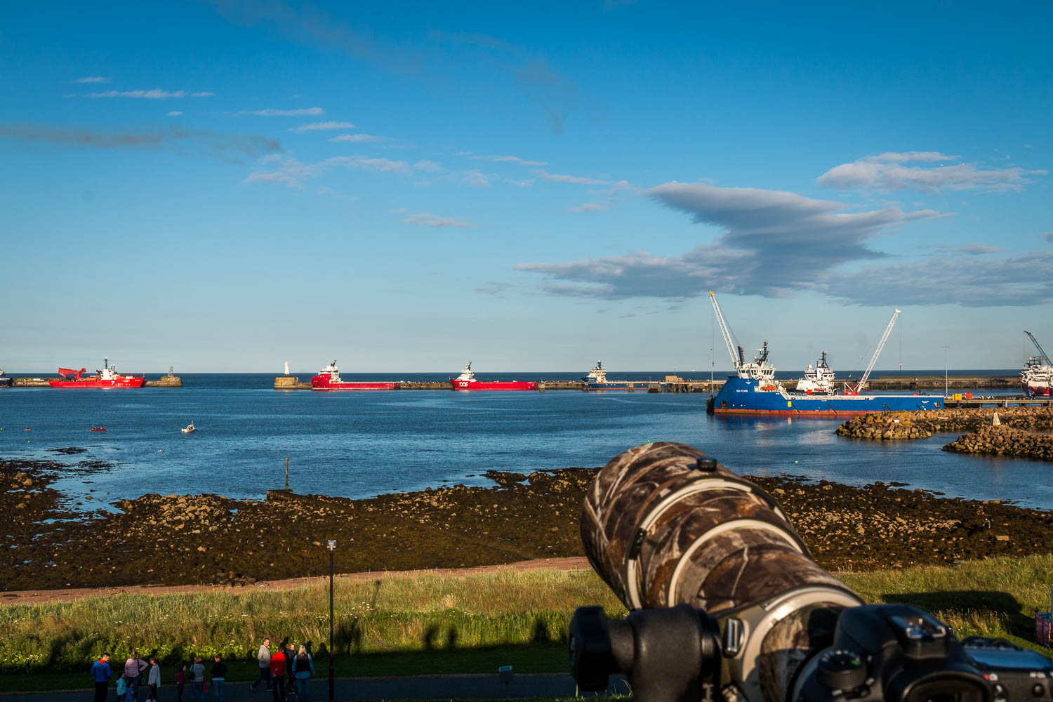 Our vantage point overlooking Peterhead Harbour.