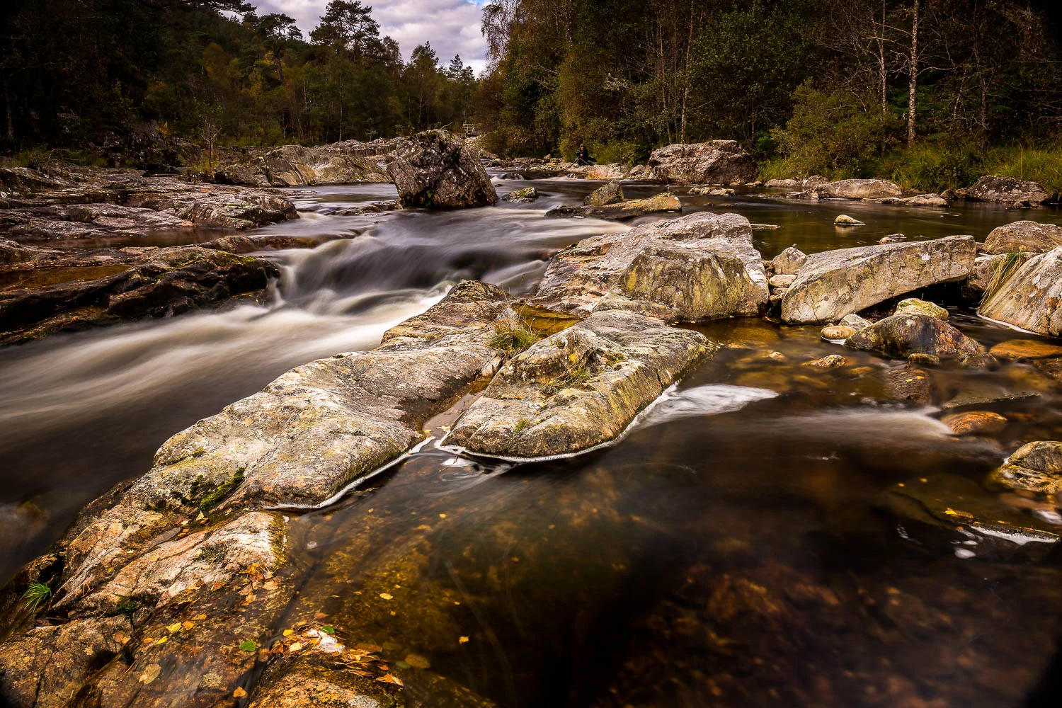 The rapids on the River Affric as the water flows past the Dog Falls car park.