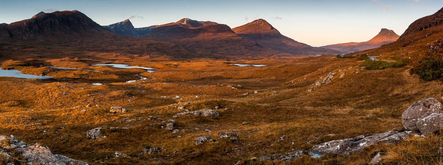 Sunrise over the peaks of Coigach & Assynt.