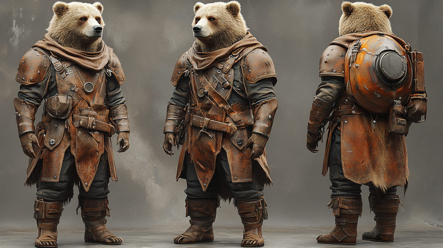 u1222315492_3D_model_sheet_of_anthropomorphic_bear_in_worn_le_0fadf227-b7da-4231-8194-f6a8e7384b87_1.png