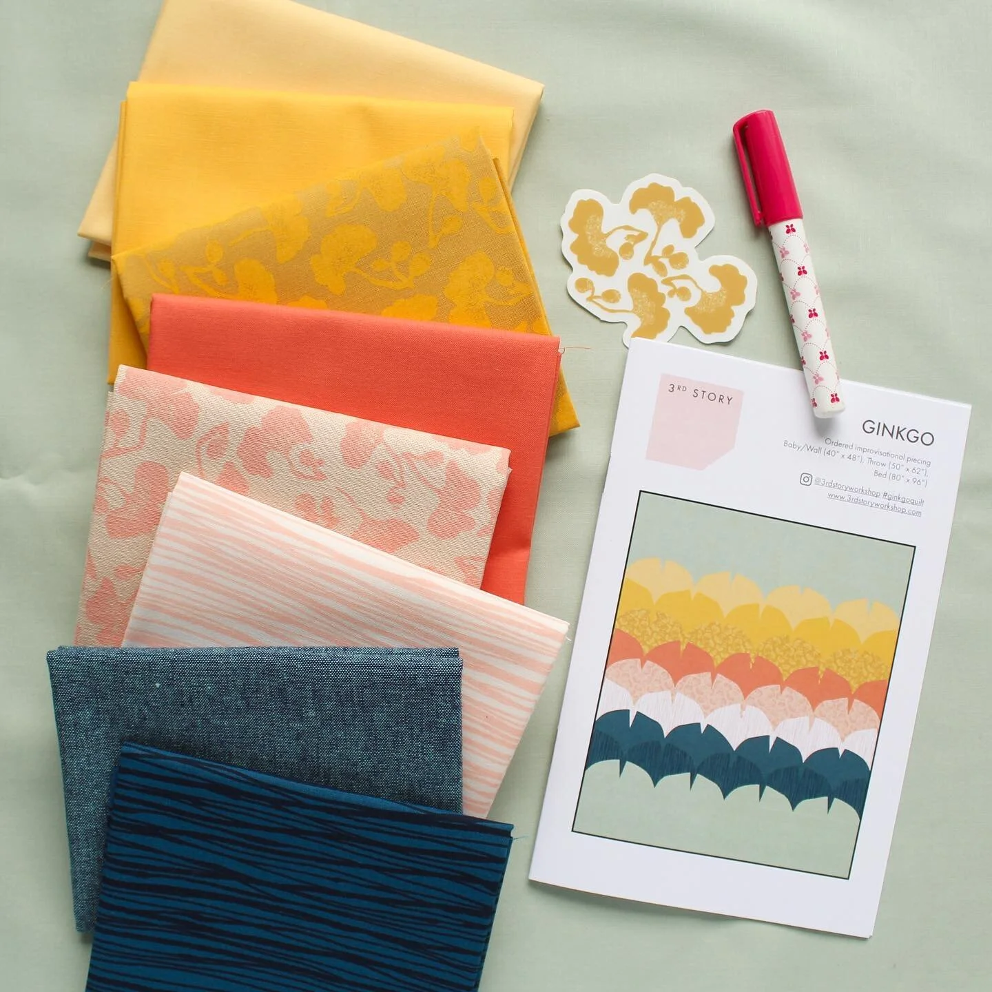 Wow wow wow! I&rsquo;ve been floored by how much you love the #ginkgoquilt. When @3rdstoryworkshop and I start planning and designing a new Fat Quarterly we are aware of how personal all of our colour preferences are. This particular palette gives me