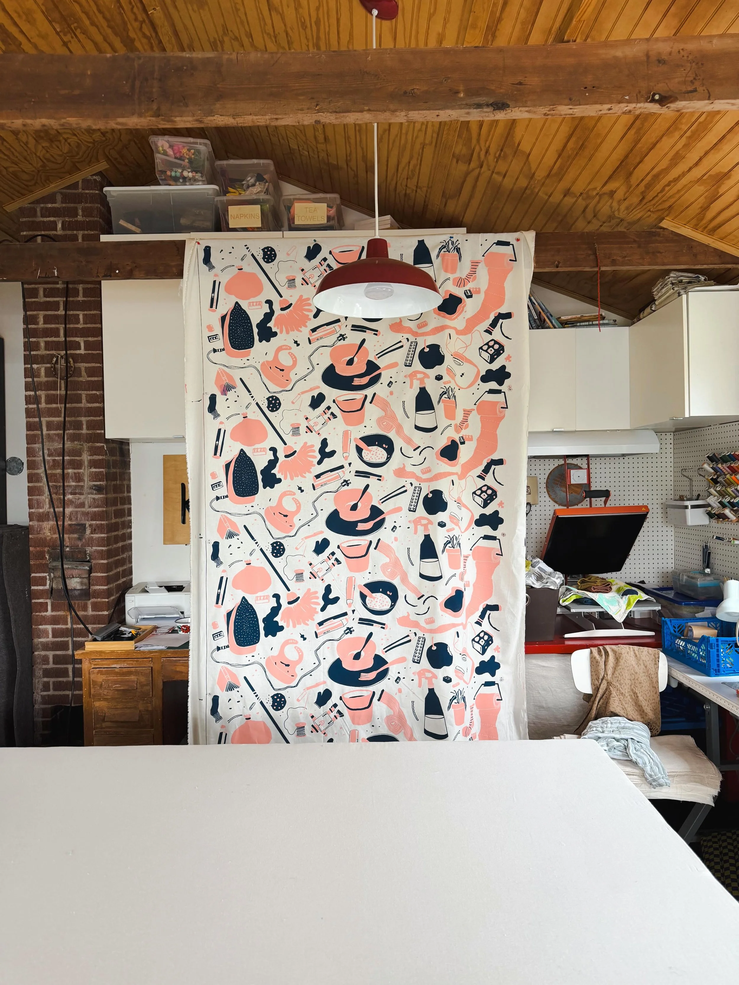 How did I get here? I mean, it has all been slow and intentional, but it still feels overwhelming. 

This morning, with the help of @inslagmetalworks we finished printing the first test print of yardage with my new large scale screens. It still feels