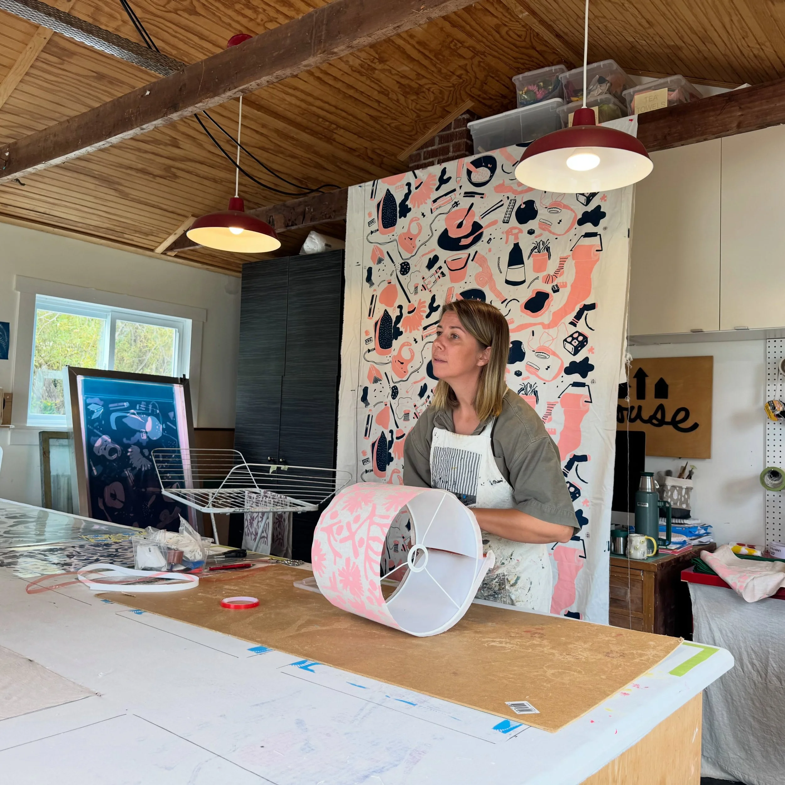 A huge thank you to everyone who came out for @surfsidestudiotour today! 
It was a wonderful, full day. 

@ohstowawayheart was my studio help and snapped this sneaky picture of me. I thought it was a good example of how this day always goes - lots of