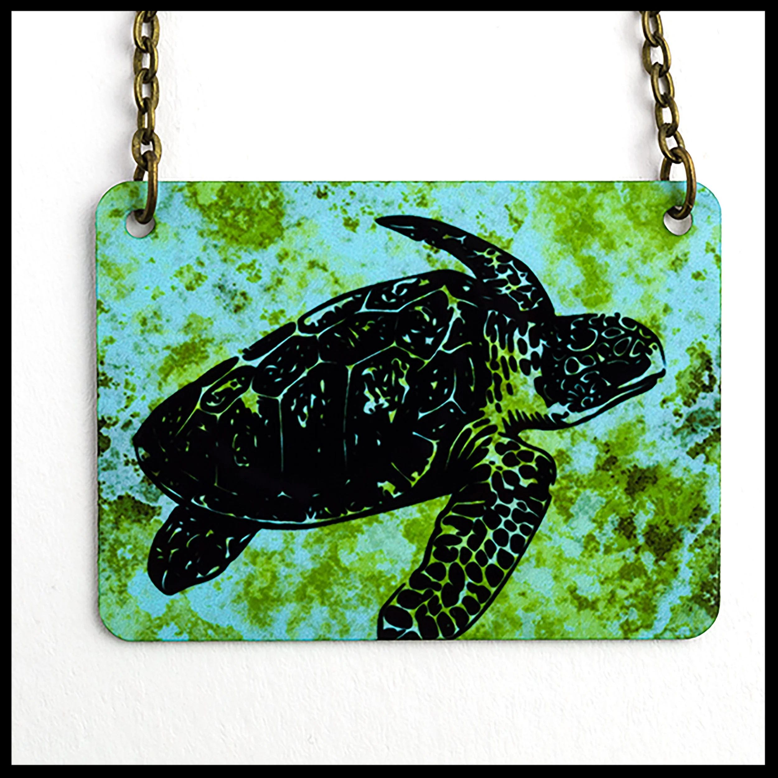 Sea Turtle Rectangle Necklace