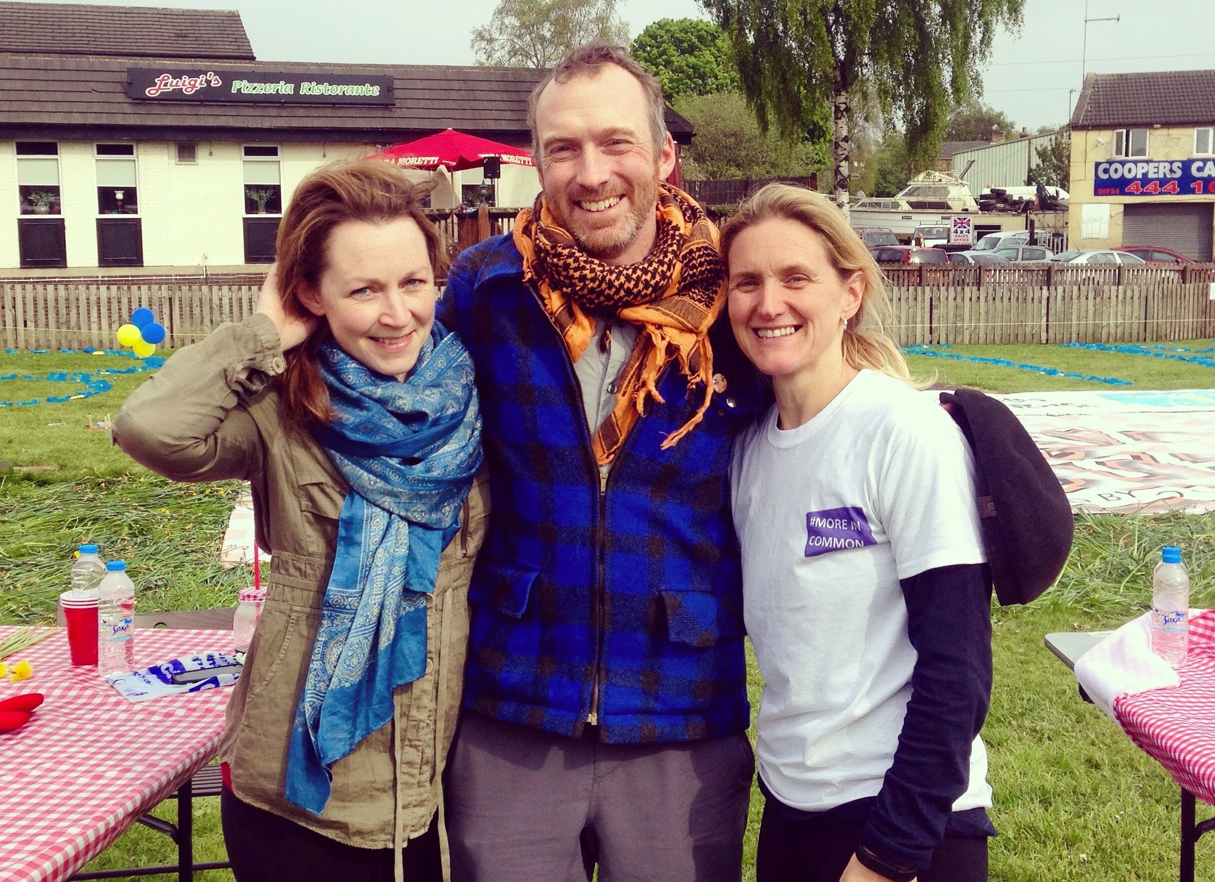 Isabel and Christy meet Kim Leadbetter, sister of Jo Cox, at the Tour de Yorkshire/Great Get Together event in Batley.