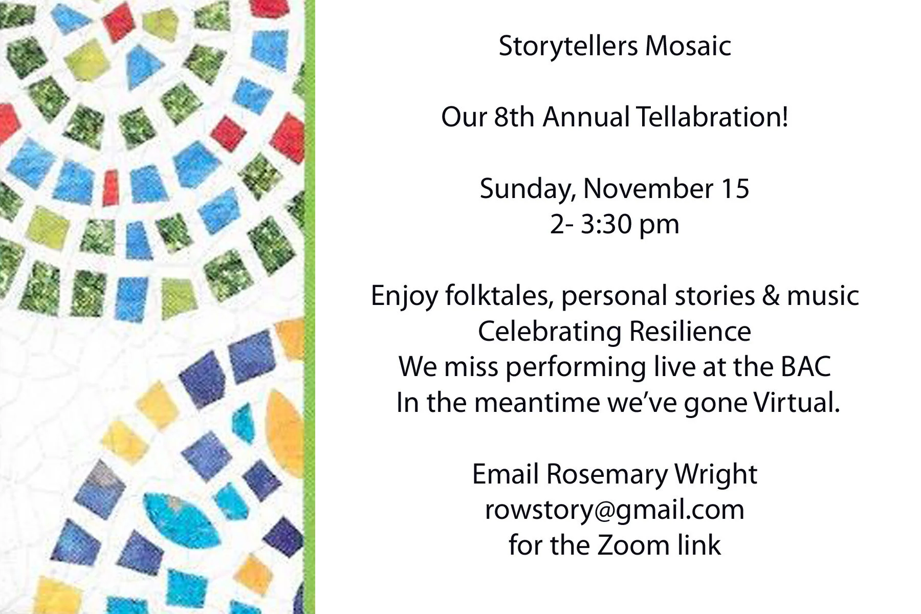 [Virtual Event] Storytellers Mosaic: Tellabration 2020