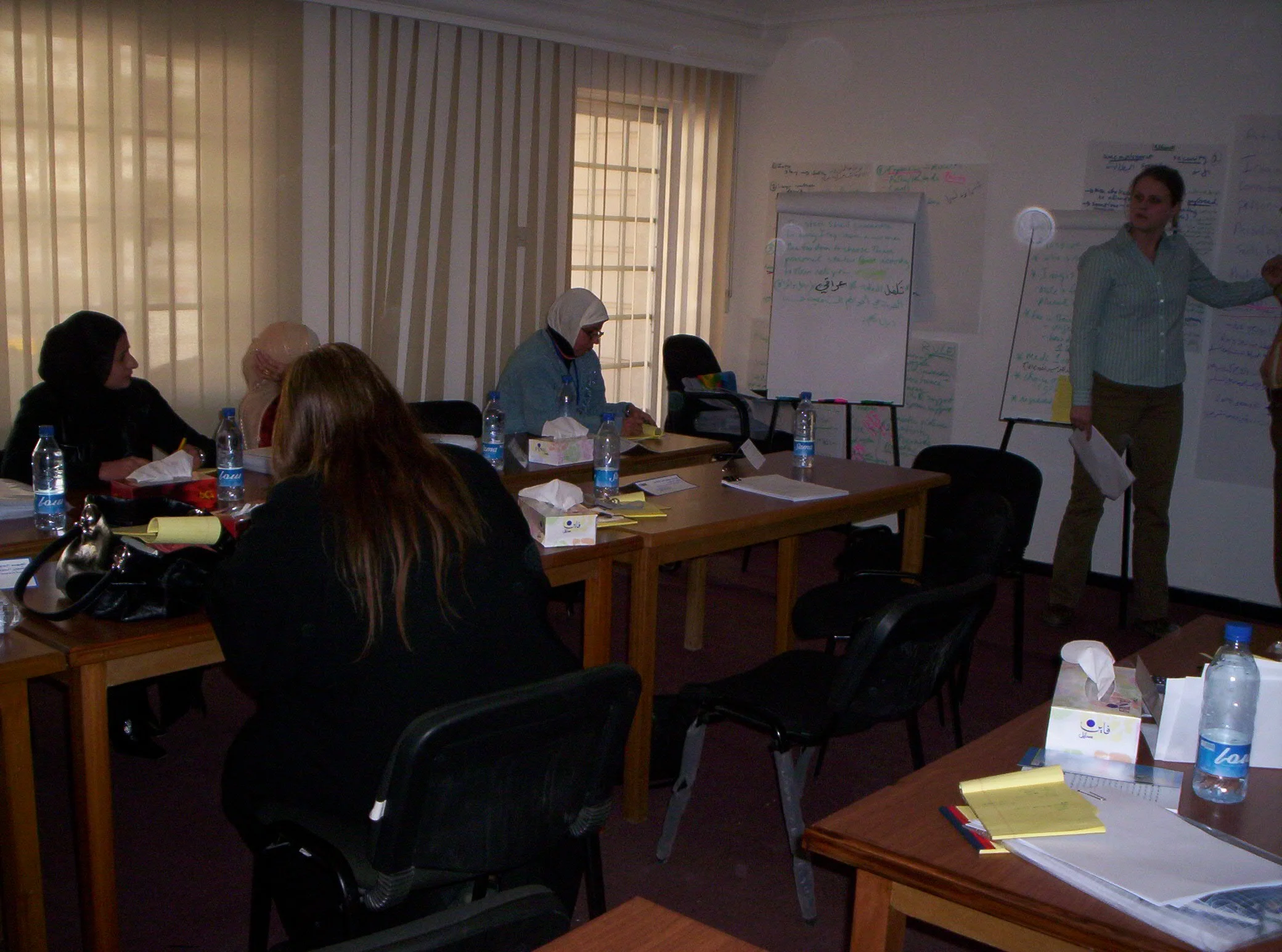 Sara teaching a seminar in Iraq circa 2005. Image courtesy of Sara Johnson-Steffey.
