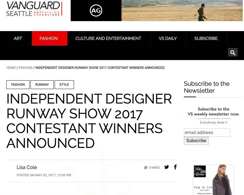 VANGUARD SEATTLE, MAY 2017 INDEPENDENT DESIGNER RUNWAY SHOW 2017 CONTESTANT WINNERS ANNOUNCED read full article