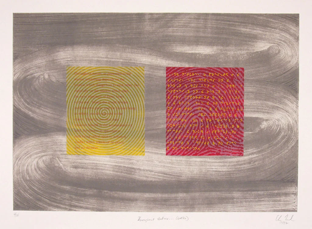   Throughout Nature (Goethe) , 1997 lithograph &amp; color embossment image:&nbsp;17 3/4 x 25 3/4 inches edition: 35 (8 artist's proofs) 