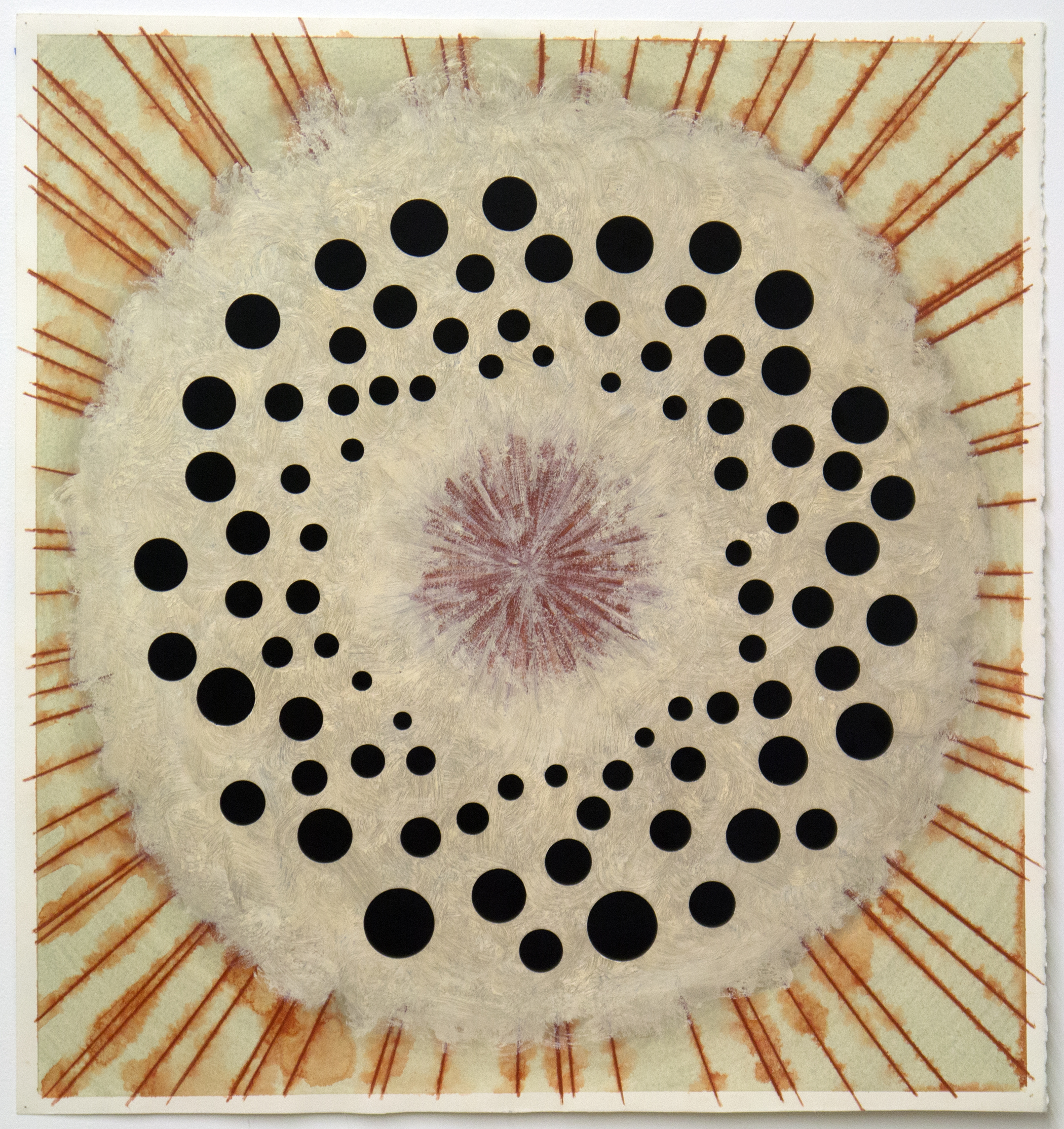   Net Effect , 2011 oil, acrylic, flashe &amp; watercolor on paper 24 1/2 x 24 1/4 inches 
