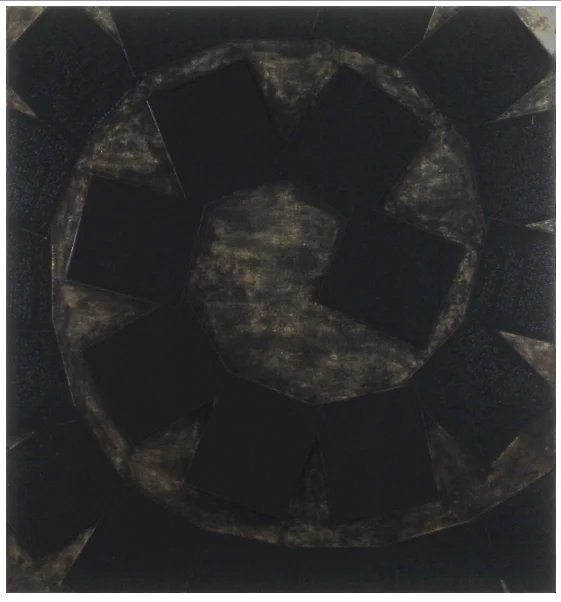   Gates of the Night , 1994 braille paper &amp; oil on linen 55 x 52 inches 