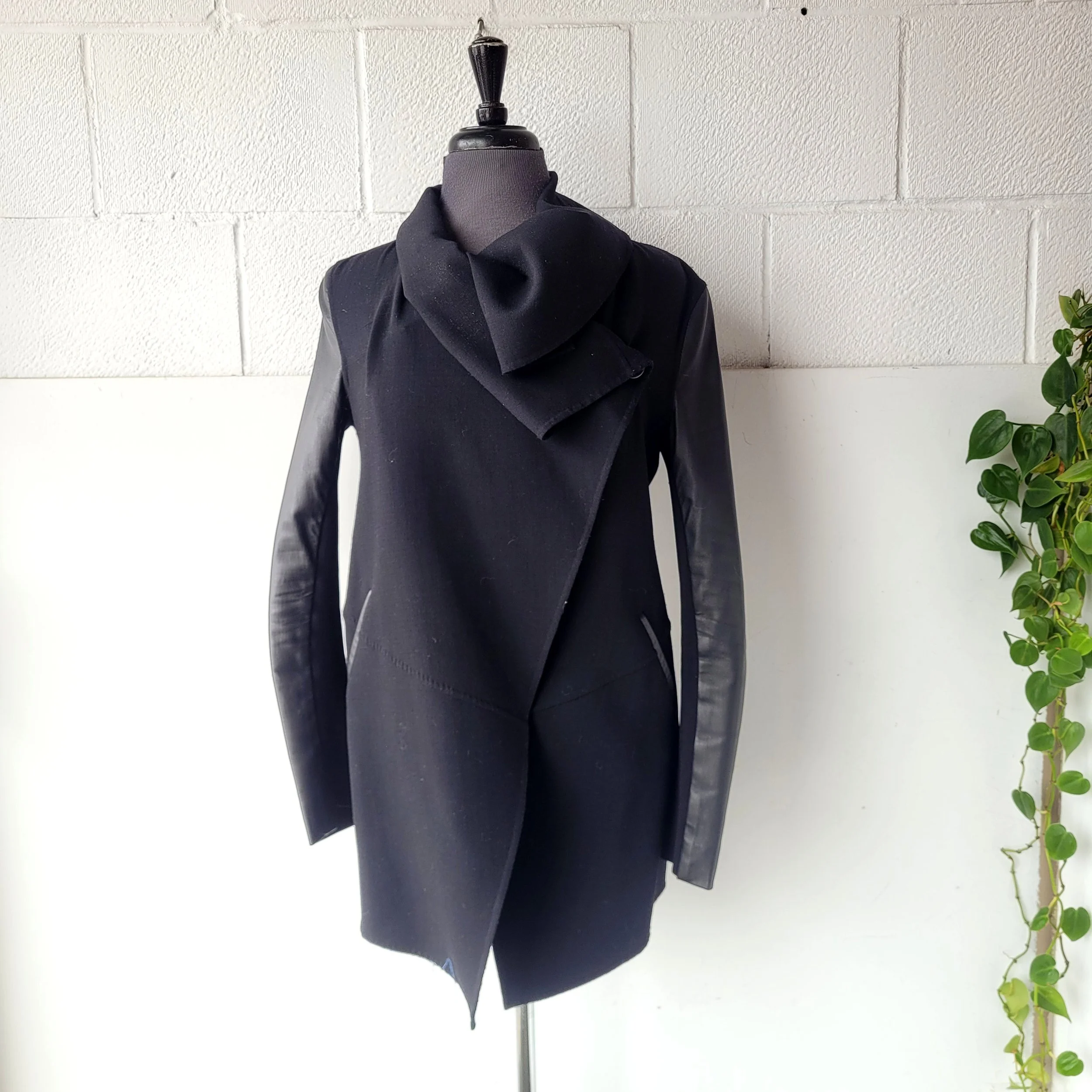 Mackage Leather & Wool Coat, Size S