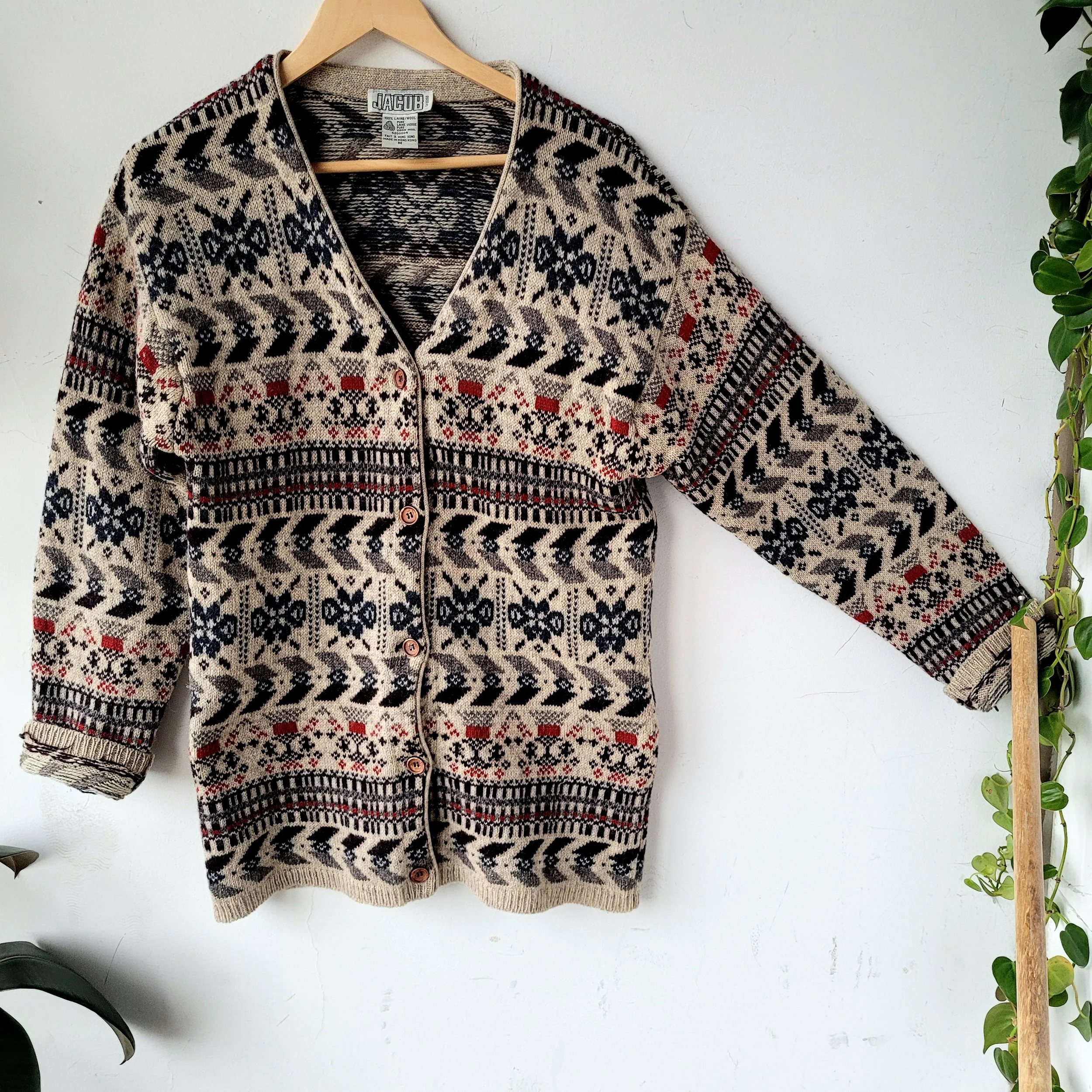 Vintage Wool Cardigan, Size L