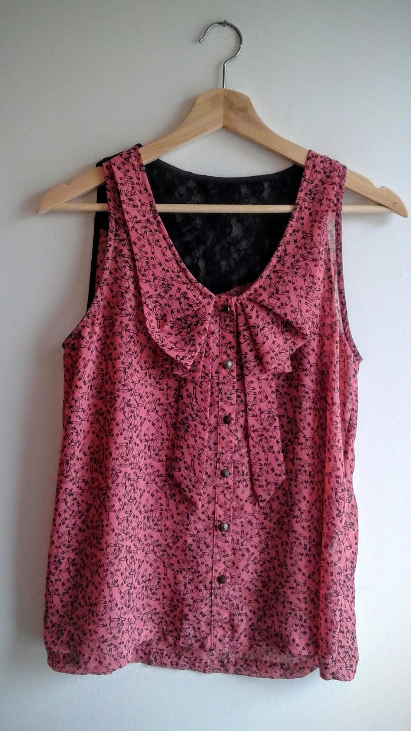 Saftey pins top; Size M, $18