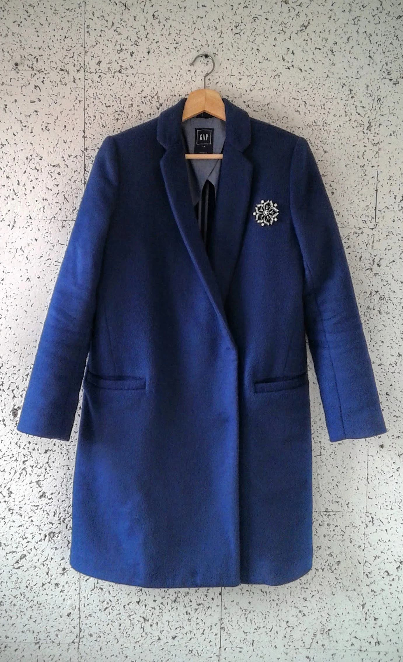 Gap coat; Size S, $48. Pin, $14