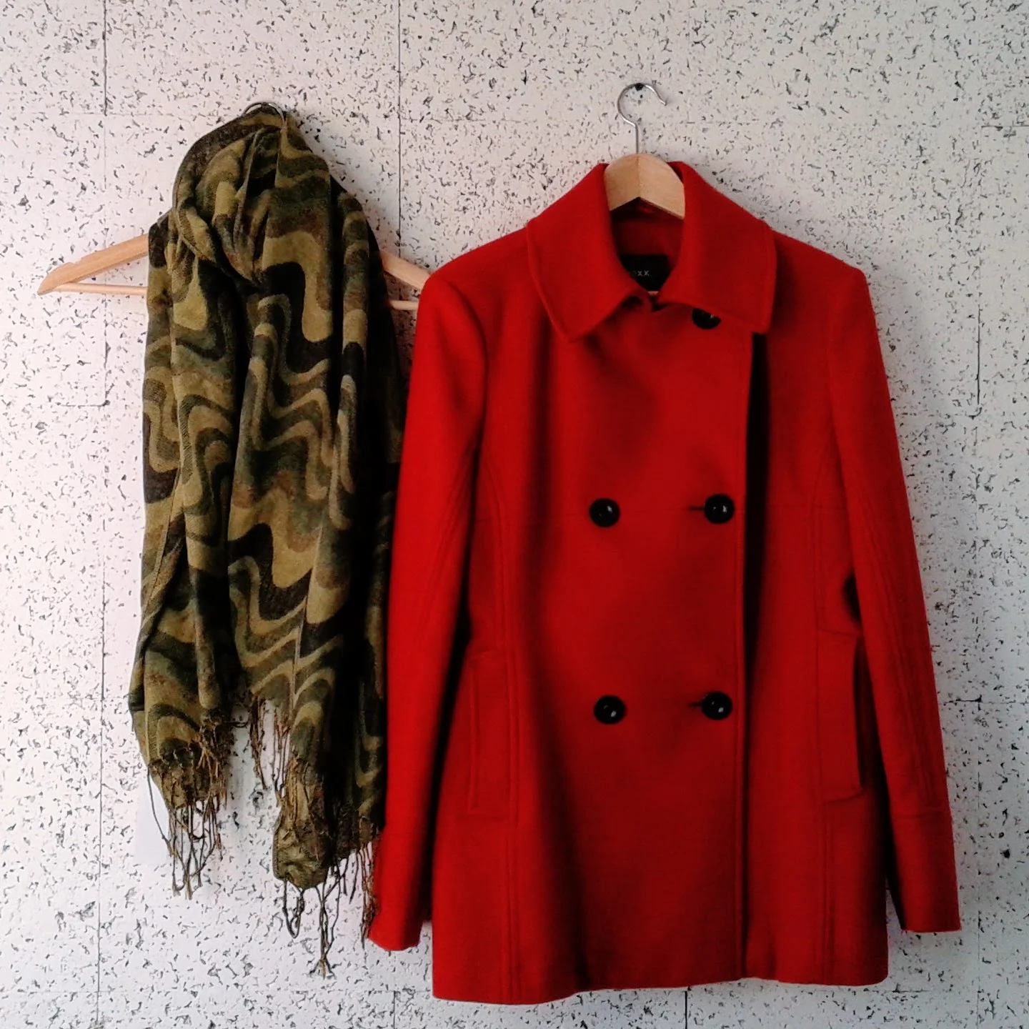 Mexx coat; Size L, $72. Scarf, $16