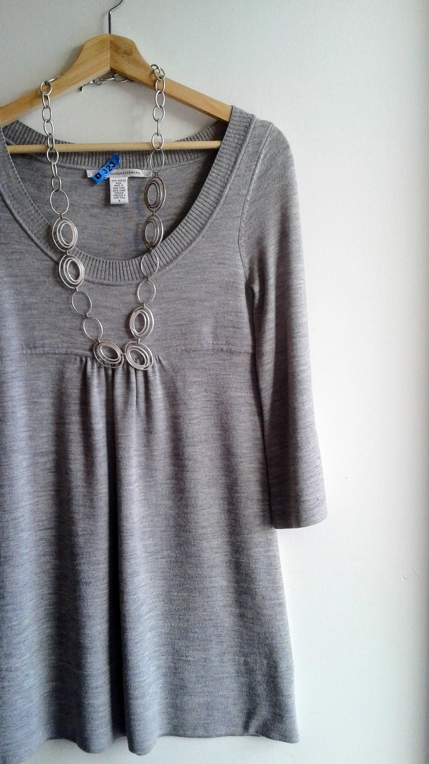 Diane von Fürstenberg dress; Size S, $58. Necklace, $26